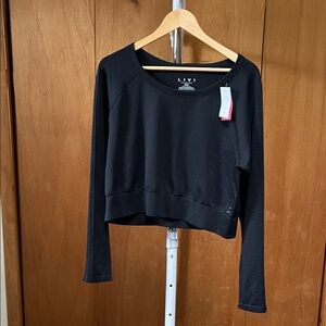 LIVI Lane Bryant Seamless Fitted Sleeve Detail Crop Tee in Black Size 22/24 NWT